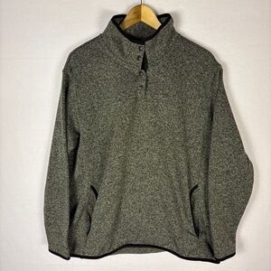 Eddie Bauer Gray 1/4 Snap Sweater Fleece Normcore Cabincore
